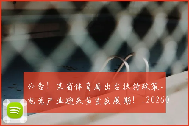 公告！某省体育局出台扶持政策，电竞产业迎来黄金发展期！_20260704171841